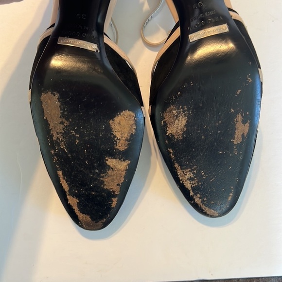 DOLCE AND GABBANA T-STRAP HEELS SZ 39 BLACK SUEDE CREAM SMOOTH LEATHER LUXURY - Picture 7 of 11